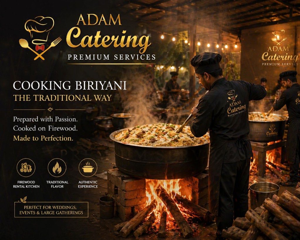 Adam Catering traditional biryani live cooking setup