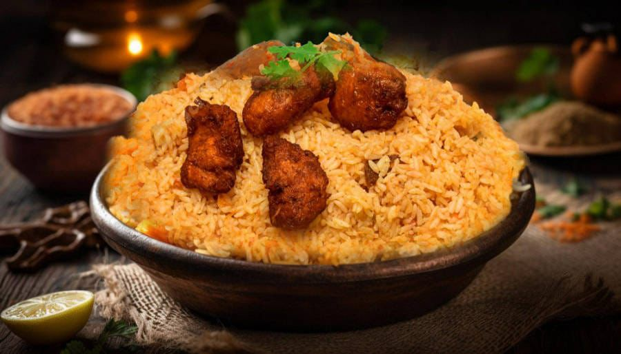 Ambur Style Biryani — Heritage seeraga samba rice with fried chicken